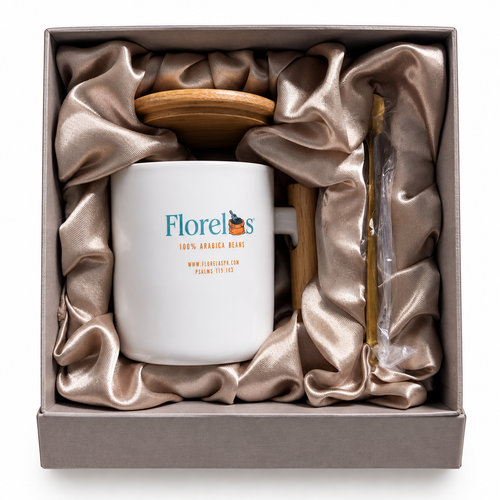 Florelas Coffee Signature Gift Set – Mug, Spoon & Coffee, Choice of Roast & Grind